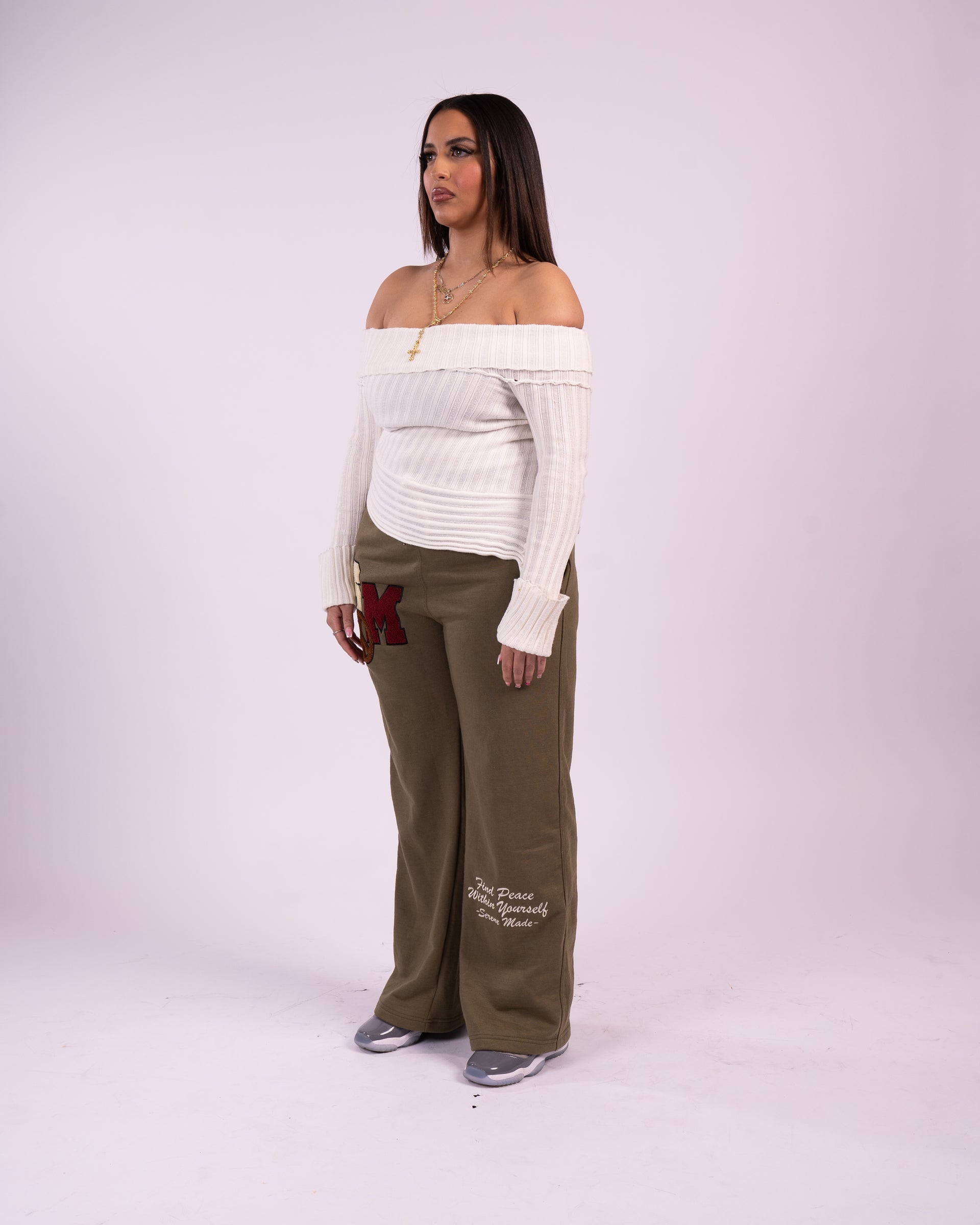 Olive Green SereneMade WideLeg Sweatpants